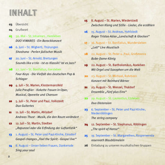 Kultursommer 2026 Liste